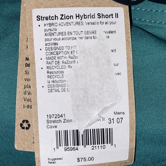 NWT Men’s PrAna Teal Stretch Zion Hybrid Shorts with Belt sz 31 - Picture 11 of 11